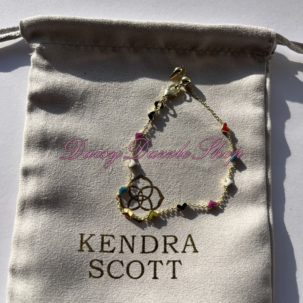 ✨Kendra Scott Haven Heart Gold Chain Bracelet in Multi Mix Color New 🩷 - Picture 3 of 4